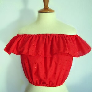 Swell Dame 1950s style eyelet gipsy peasant blouse top custom made ALL sizes ALL COLORS