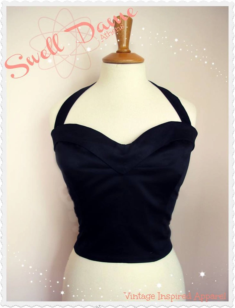 Swell Dame 1950s bustier sun top with adjustable straps Made To Order in your measuremments and in ANY Color image 5