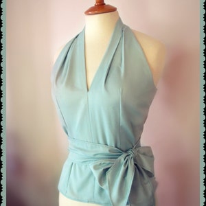 Halter blouse with belt made from original 1950s pattern in many colors all sizes