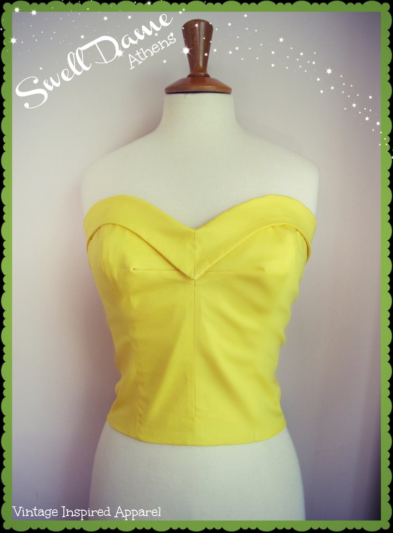 Swell Dame 1950s bustier sun top with adjustable straps Made To Order in your measuremments and in ANY Color image 4