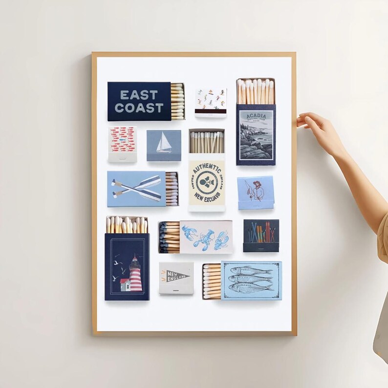 East Coast Matchbox Wall Art, New England Coastal Decor, Nautical ...