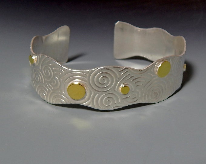 Just for Fun Mixed Metal Gold and Silver Swirl Cuff - Etsy