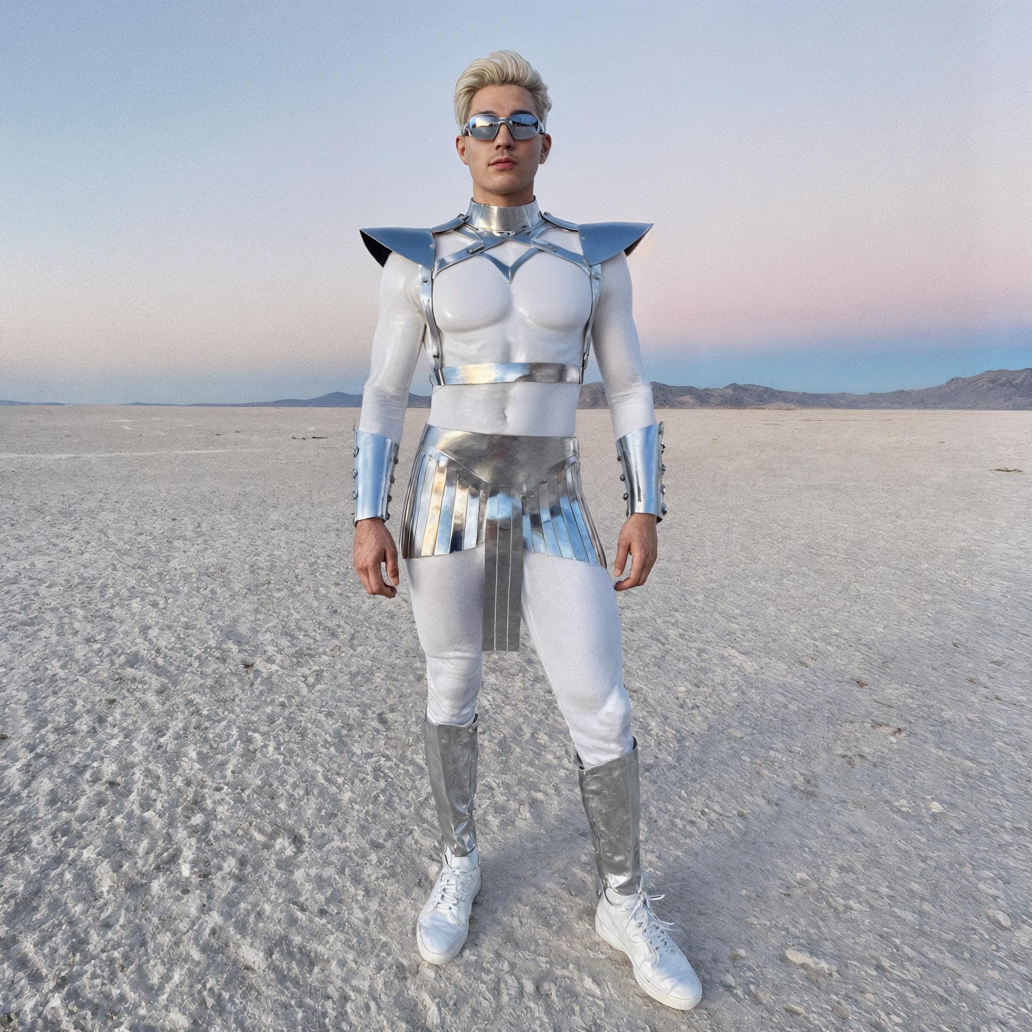 Men's Silver Galaxy Warrior Costume – Cyberpunk Outfit for Festival ...