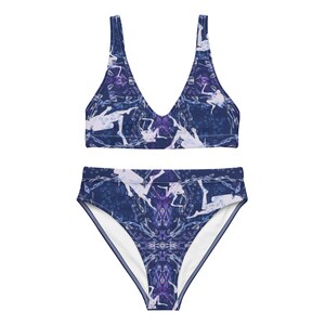 Cute divers and bubble mandalas Recycled high-waisted bikini