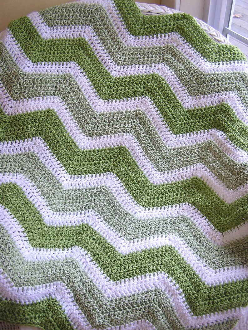New Chevron Zig Zag Baby Blanket Afghan Wrap Crochet Knit Etsy