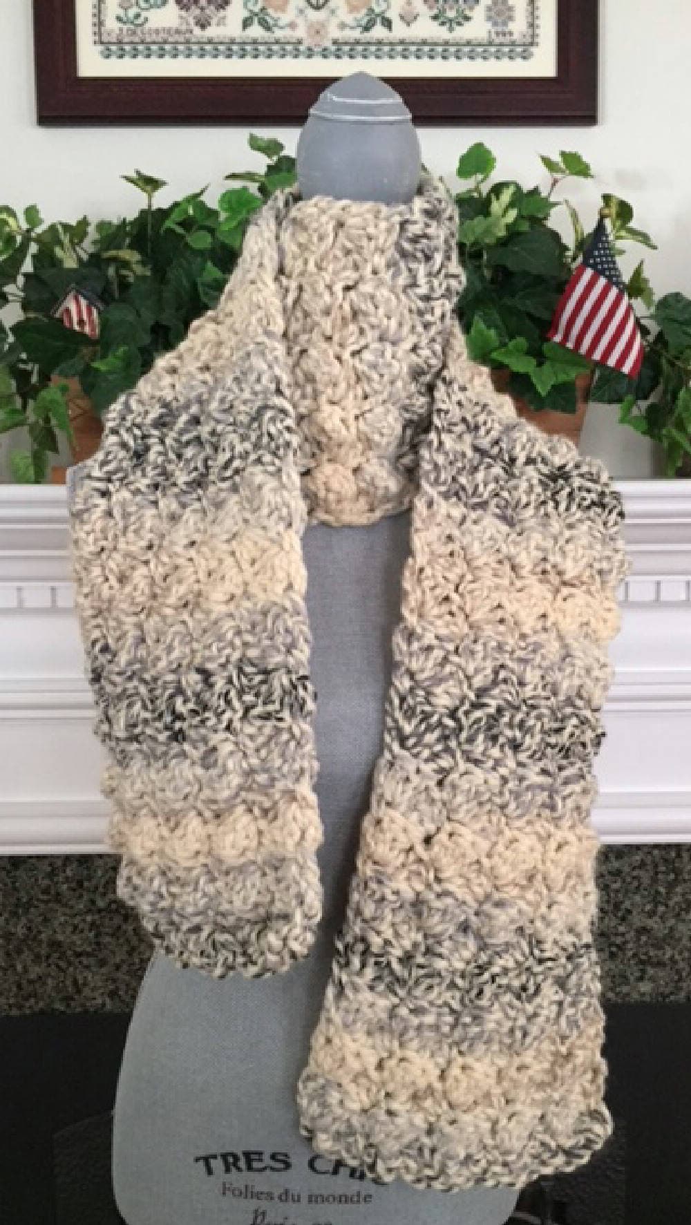 Crochet Handmade SUPER Bulky Chunky Yarn Long Scarf Soft Cozy Stylish ...