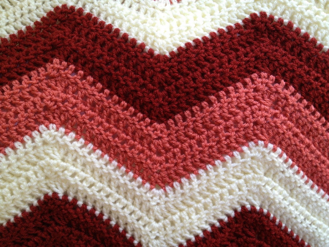 New Chevron Zig Zag Ripple Baby Blanket Afghan Wrap Crochet Etsy