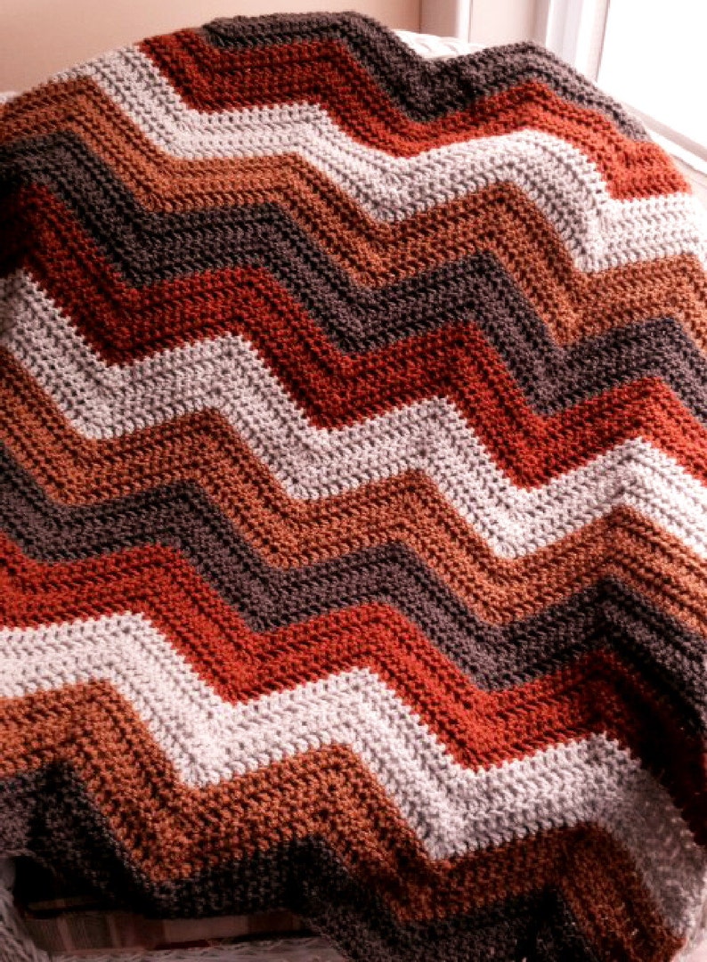 Crochet Knit BOLD Chevron Zig Zag Ripple Baby Toddler Blanket Etsy
