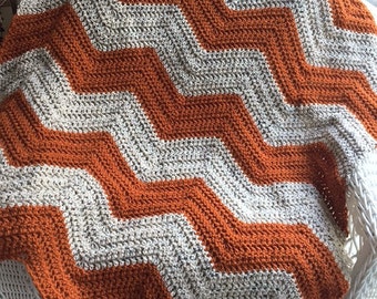 chevron zig zag ripple baby toddler blanket afghan wrap crochet knit wheelchair stripes VANNA WHITE yarn adult lap robe thanksgiving fall