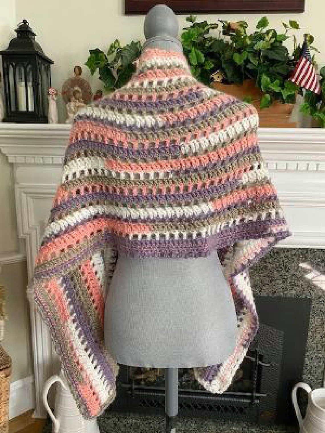 Handmade Crochet Rectangle Shawl Wrap Scarf Prayer Soft Yarn Etsy
