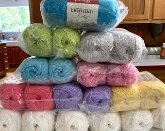 Premier Everyday Baby Yarn, Light DK Acrylic, 2 Skein Lot