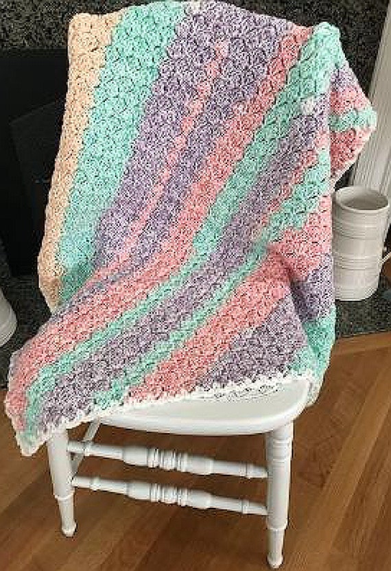 C2C Baby Toddler Blanket Wrap Lap Afghan Lapghan Crochet Handmade Acrylic Multicolor Sweet Roll Frostie Pastels SUGAR PLUM Rainbow 31 X 31 Etsy Canada