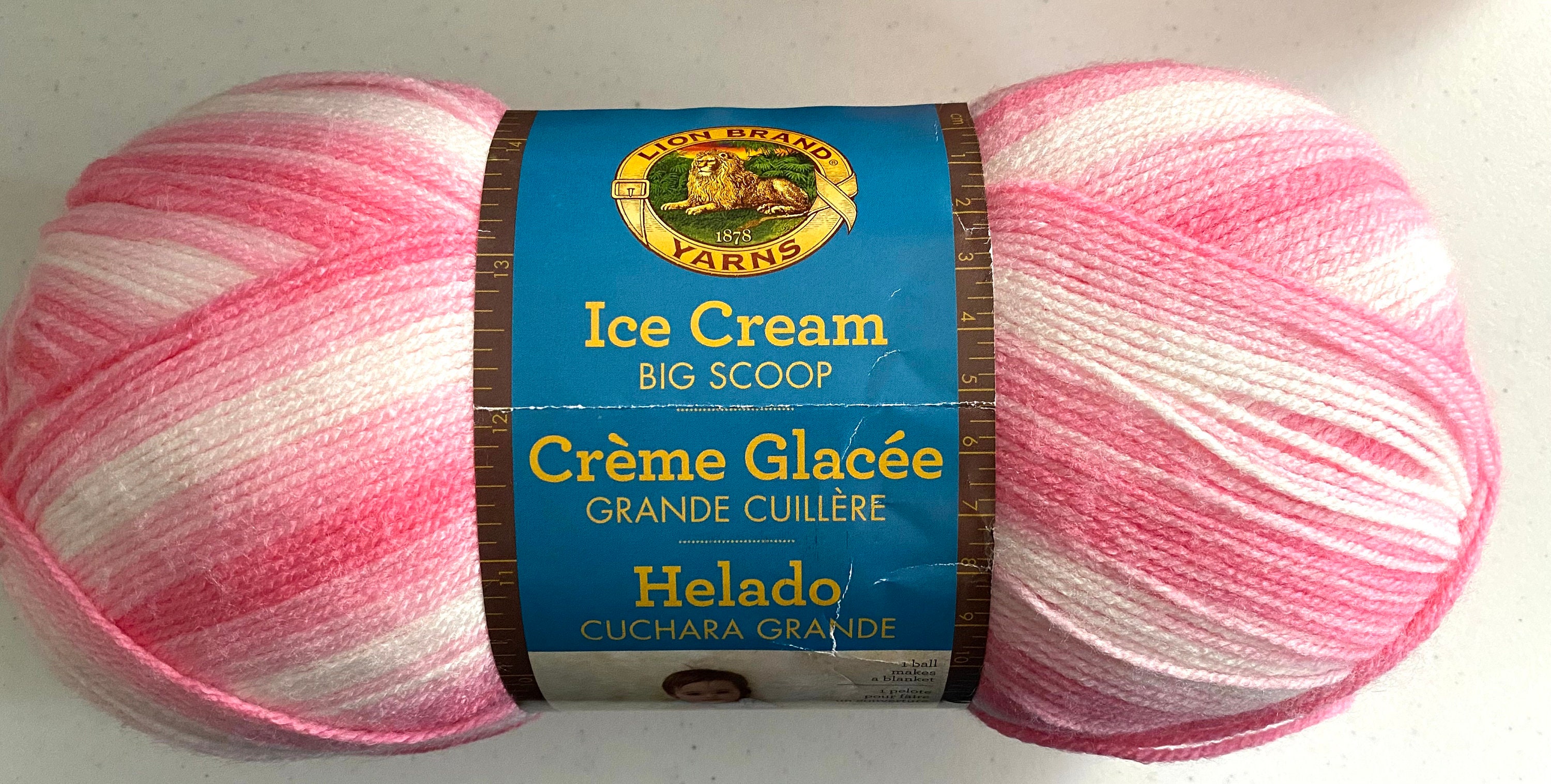 Gomitolo Lion Brand Ice Cream Cotton Blend – Colore Strawberry, Misto Cotone E Acrilico, 206m