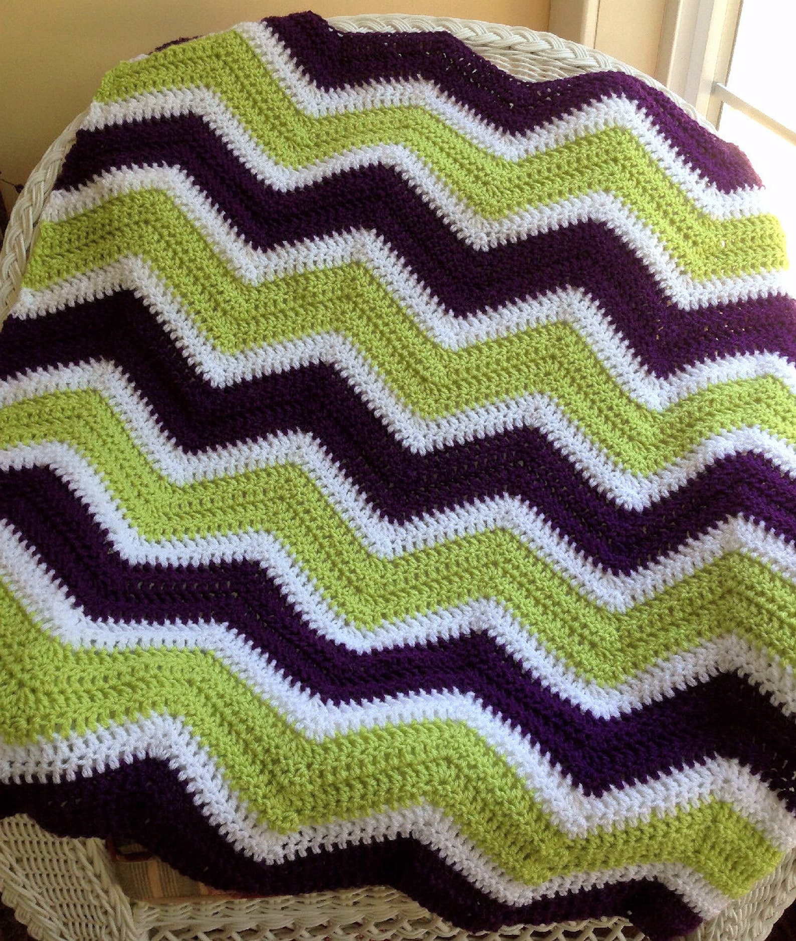 New Chevron Zig Zag Ripple Baby Blanket Afghan Wrap Crochet Etsy