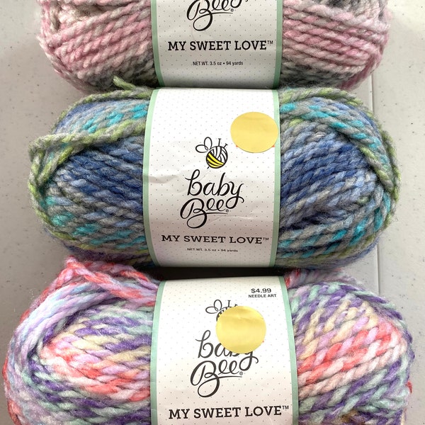 Hobby Lobby Baby Bee Yarn My Sweet Love #5 Bulky Chunky Poly Acrylic 3.5 oz 94 yds Purple Multi Bella Blossom Blue Green Discontinued