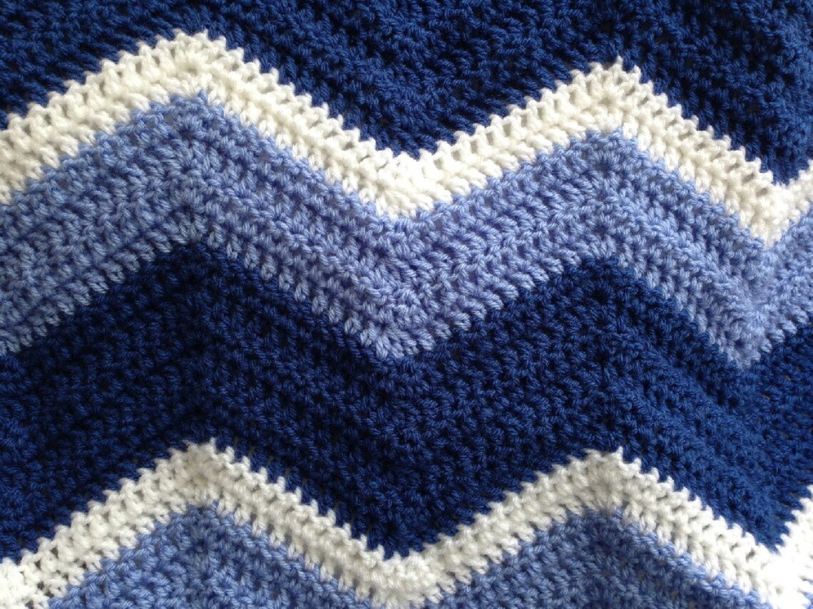 New Chevron Zig Zag Ripple Baby Blanket Afghan Wrap Crochet Etsy