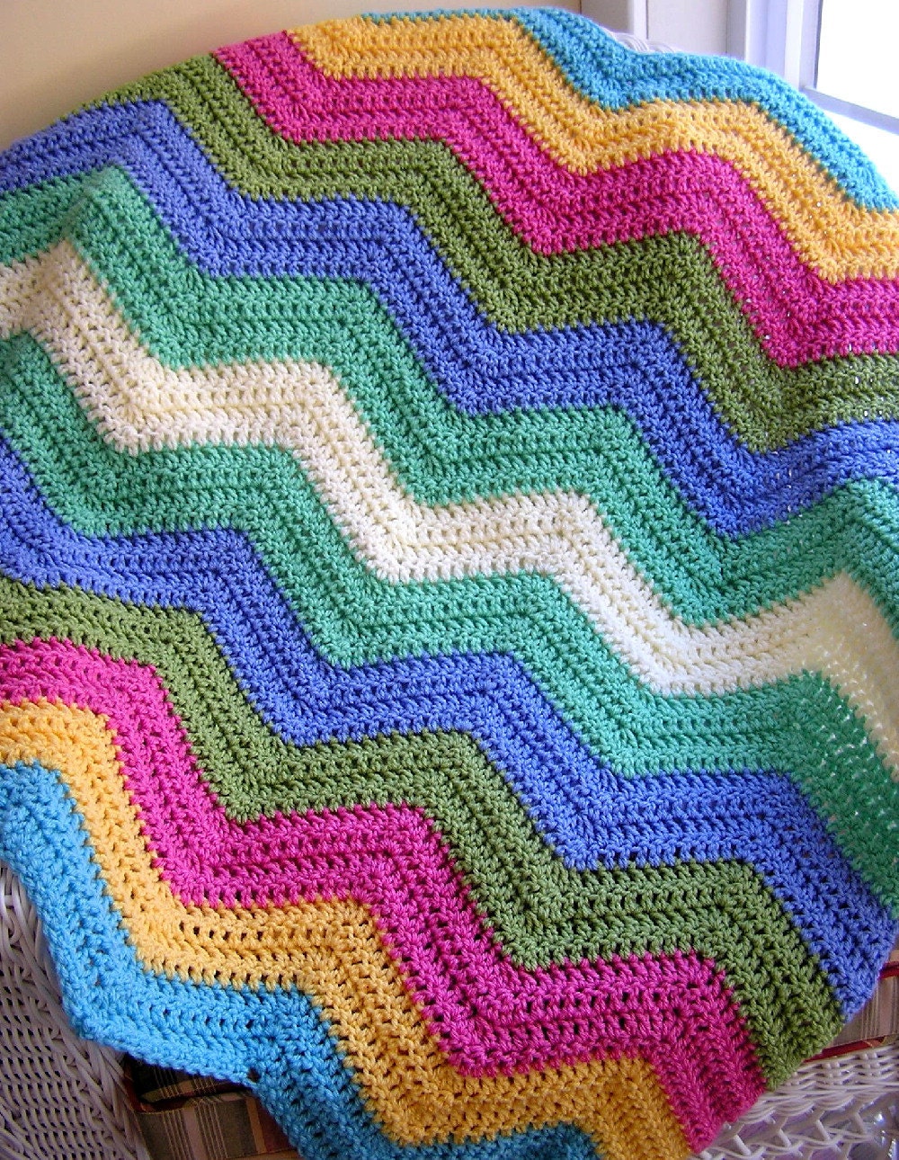 chevron zig zag baby blanket afghan wrap crochet knit lap Etsy
