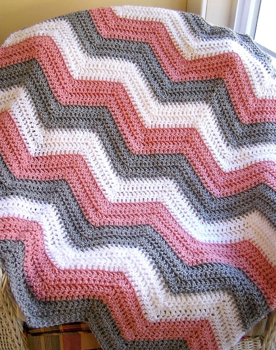 DIY Crochet Kit Chevron Pink Ripple Blanket