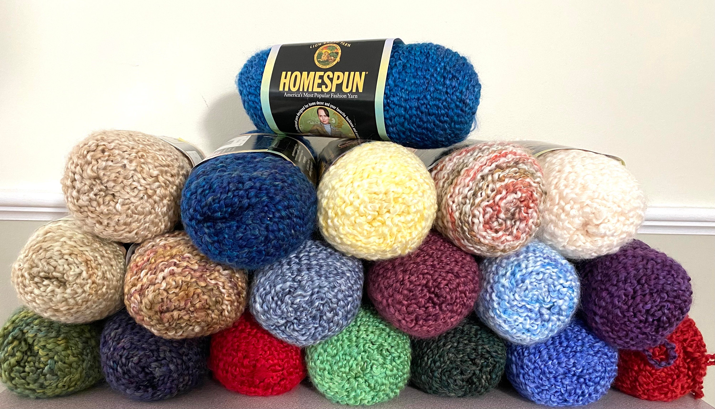 DESTASH Lion Brand Homespun Yarn Chunky 5 Bulky Solids Heathers Acrylic  Polyester 