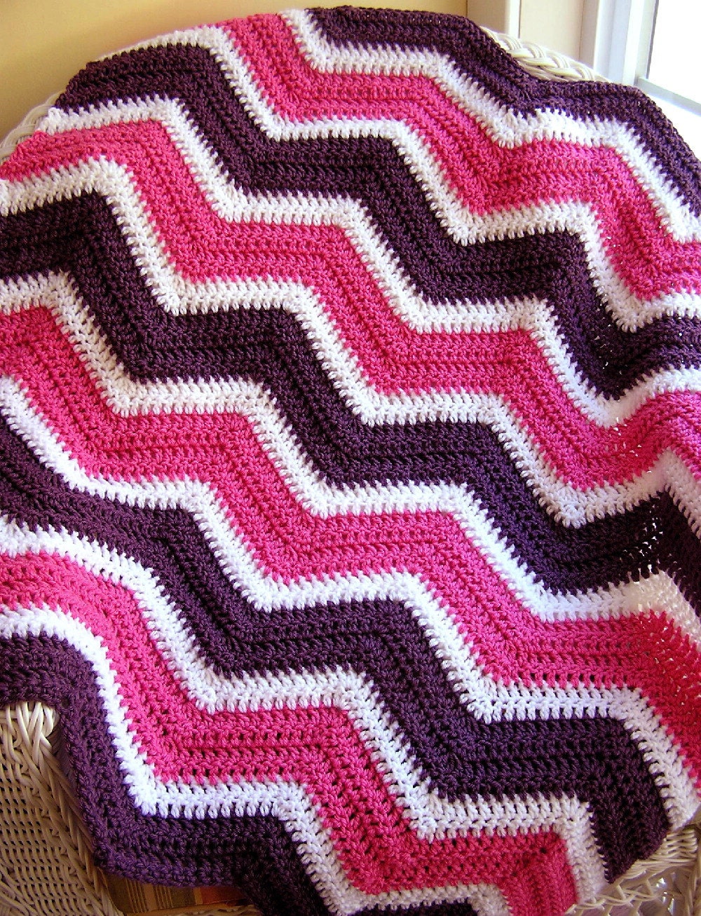 chevron zig zag baby blanket afghan wrap crochet knit lap robe Etsy