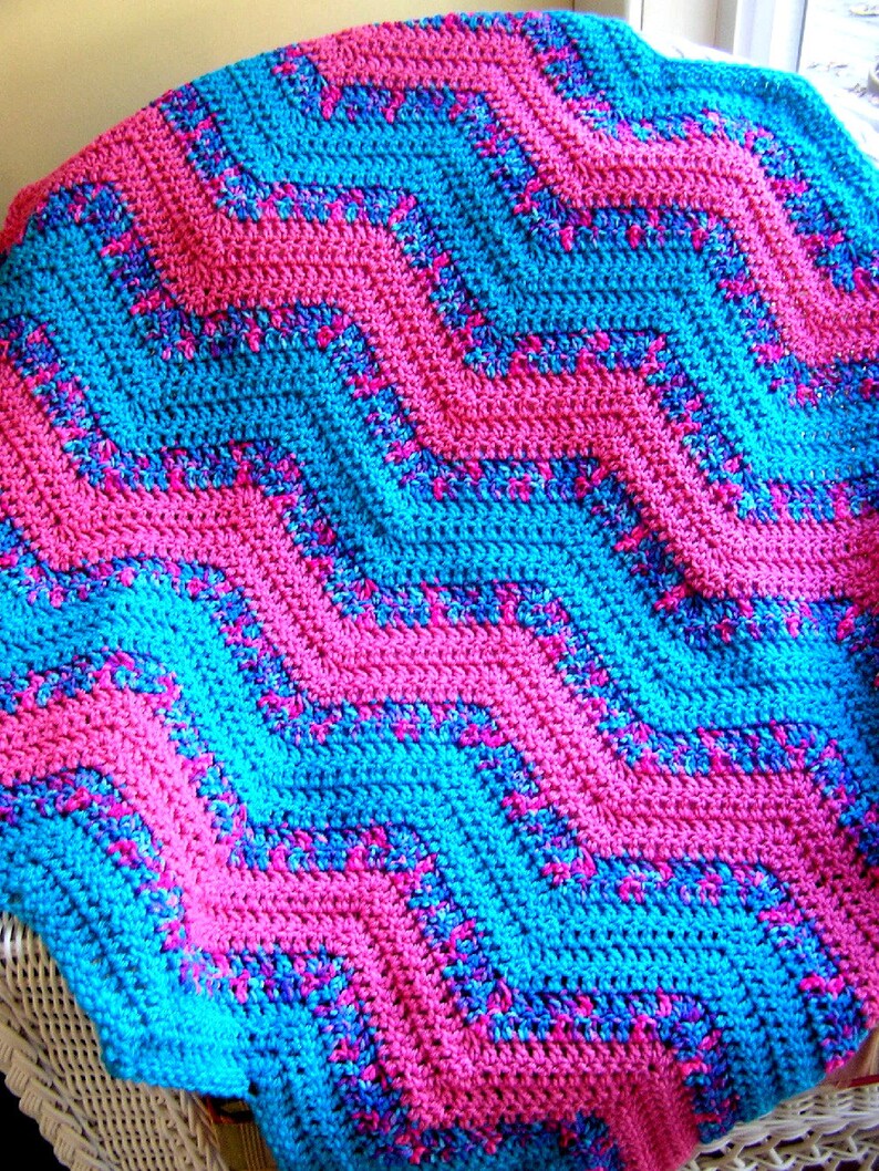New Chevron Zig Zag Baby Blanket Afghan Wrap Crochet Knit Lap Etsy