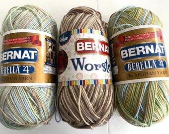 Vintage Bernat Berella 4 Worsted Large Skein Variegated Yarn 4 Medium 300 Grams 10.5 Ounces 582 Yards Acrylic Knit Knitting Crochet