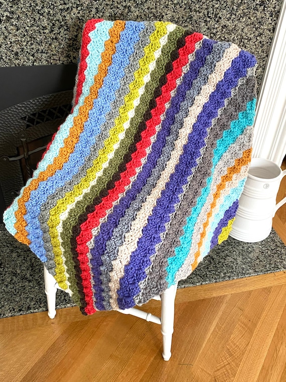 Handmade Crochet Baby Blanket Afghan Playmat Unisex Bulky C2C Multicolor  BOHO chunky boy girl play mat 30