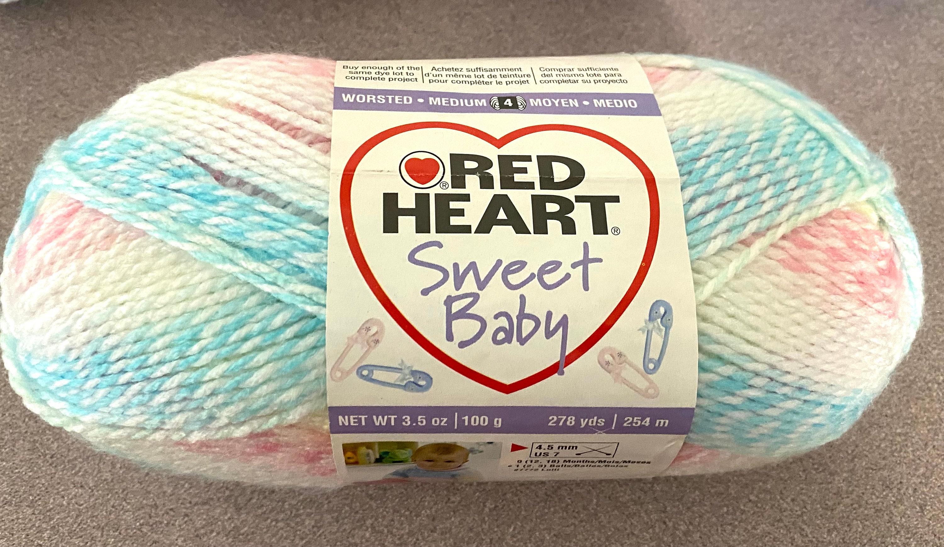 Red Heart Sweet Baby Yarn Medium 4 Worsted Acrylic Soft Assorted ...