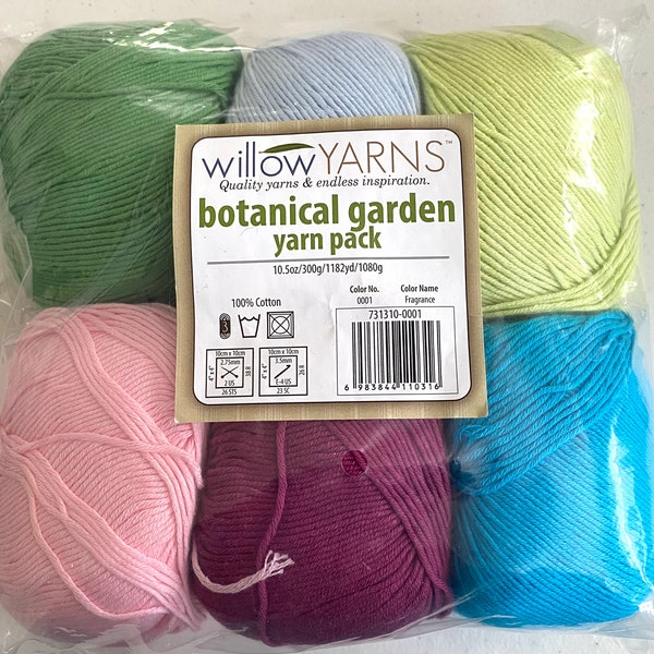 Lot of 6 Assorted Colors Willow Yarns Botanical Garden Cotton Balls 3 Light DK Crochet Knitting