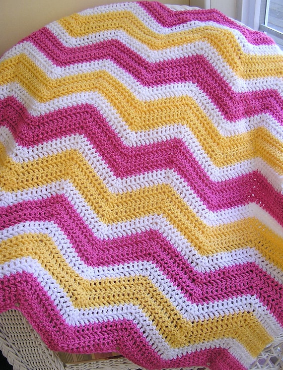 Manta de ganchillo hecho a mano Chevron zigzags Como Nuevo Blanco Y Gris 40 X 36/"