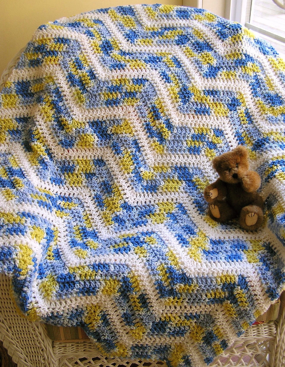 New Chevron Zig Zag Rick Rack Baby Blanket Afghan Toddler Crochet Knit