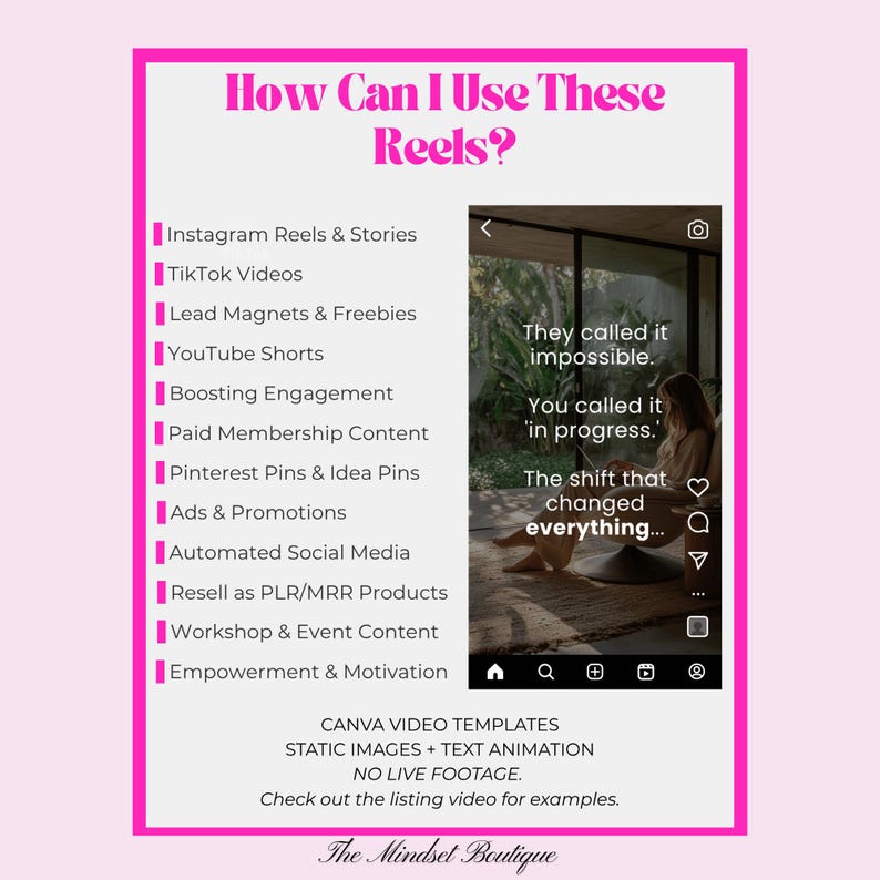 125 Women Empowerment Canva Reels: Faceless Instagram TikTok Luxury Templates MRR PLR image 2