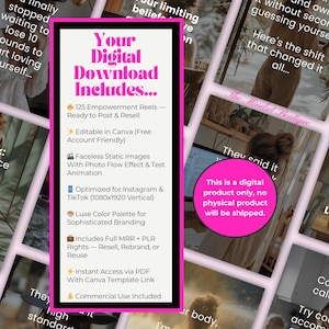 125 Women Empowerment Canva Reels: Faceless Instagram TikTok Luxury Templates MRR PLR image 6