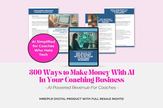 AI Coaching Business eBook: 300 Ways to Make Money (MRR PLR Digital Product)