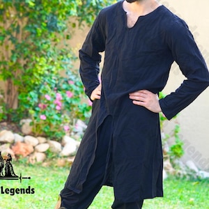 Mens Cotton Linen Viking Tunic: Renaissance Faire Costume