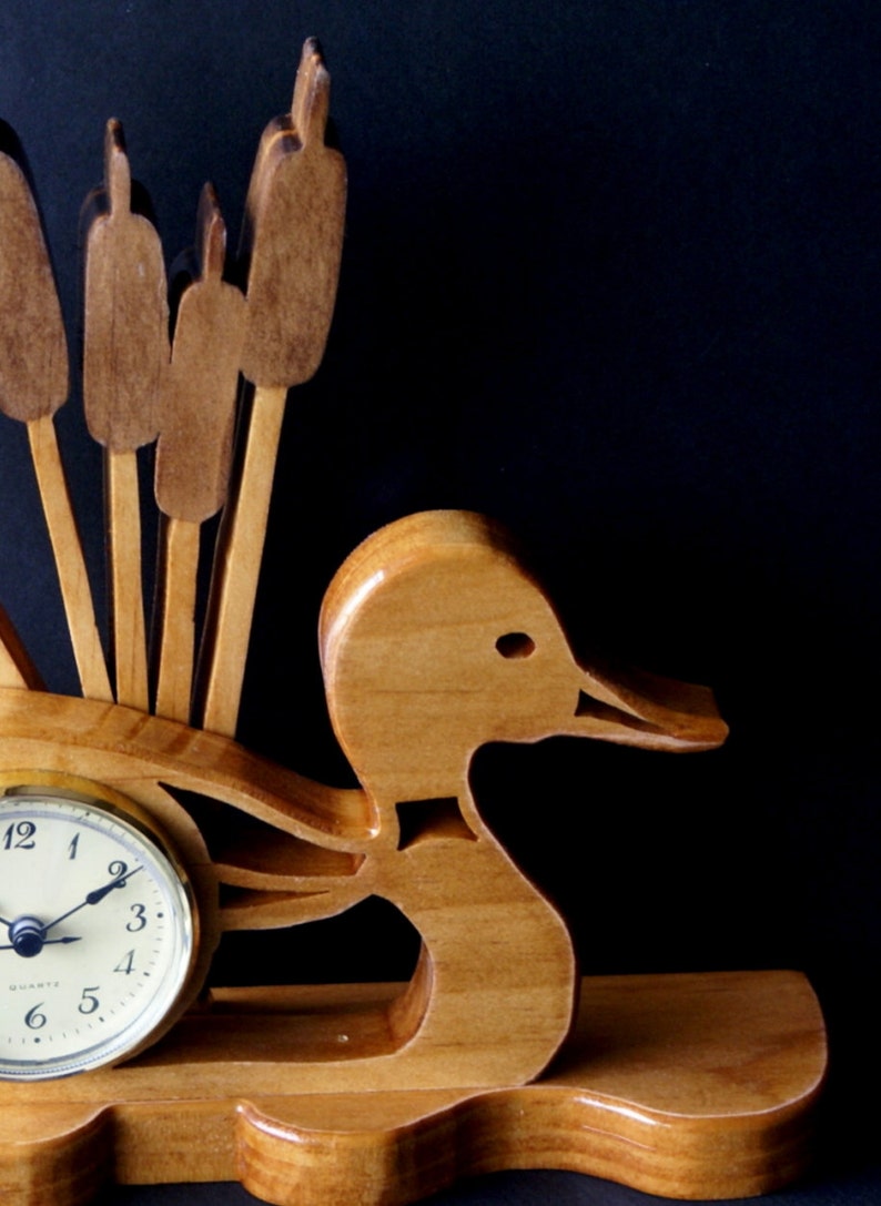 Mallard Duck & Cattails Wood Mantelscroll Saw Clock Etsy