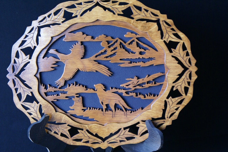 Pheasant Hunting Wood Relief Cut Wall Plaque Scroll Saw Art Etsy