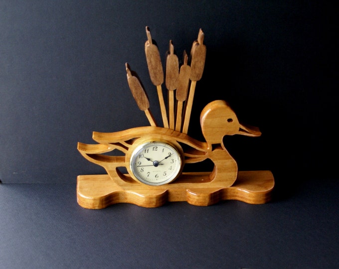 Mallard Duck & Cattails Wood Mantelscroll Saw Clock Etsy