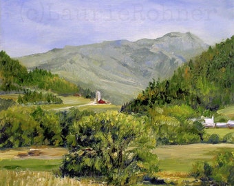 Vermont Landscape Oil On Canvas Original Fine Art Painting Scenic Mountain Fields Farmhouse