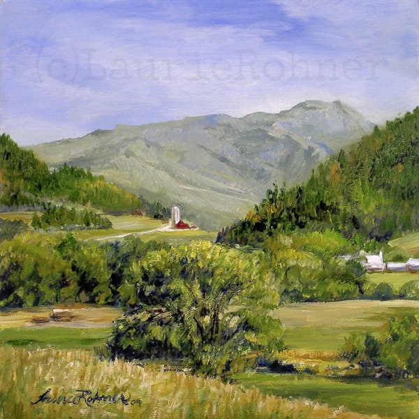 Vermont Landscape Oil On Canvas Original Fine Art Painting Scenic Mountain Fields Farmhouse