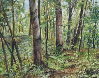 Woodland Forest Watercolor Nature Art Landscape Original Vermont Painting