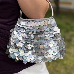 Crochet Sequin Evening Bag: Handmade Sparkly Party Clutch