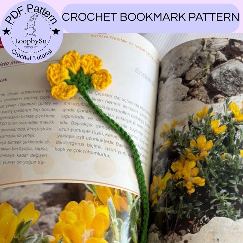 Beginner Crochet Flower Bookmark Pattern: Easy PDF Tutorial (digital ...