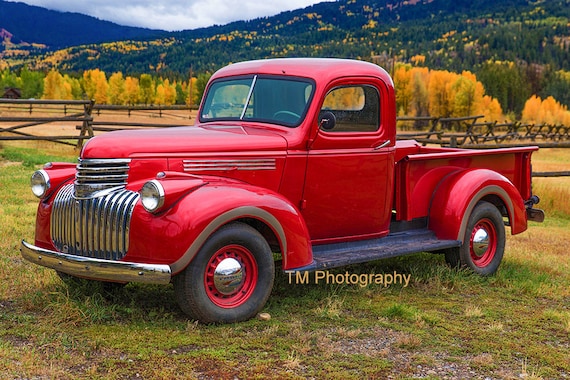 old red pickup truck