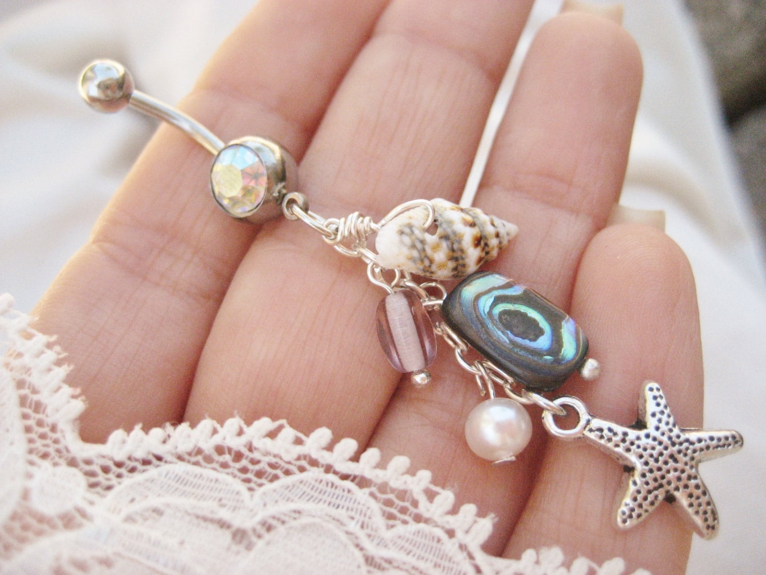 Belly Button Jewelry Ring Abalone Real Seashell Shell Beach Etsy