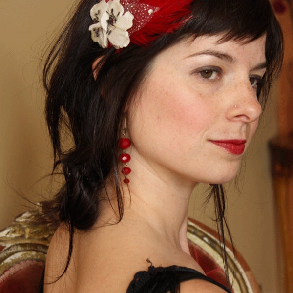 Rose Red Snow White's sister, Crimson feather flapper headband