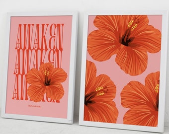 Hibiscus Poster Set: Trendy Dorm Decor (Digital Download)