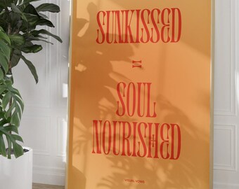 Sunkissed Digital Poster Orange Quote Print Aesthetic Arts Poster Bedroom Decor Retro Wall Art Dorm Room Decor Preppy Retro Prints