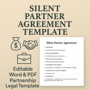 Silent Partner Agreement Template | Business Investment Contract | Editable Word & PDF Legal Form
