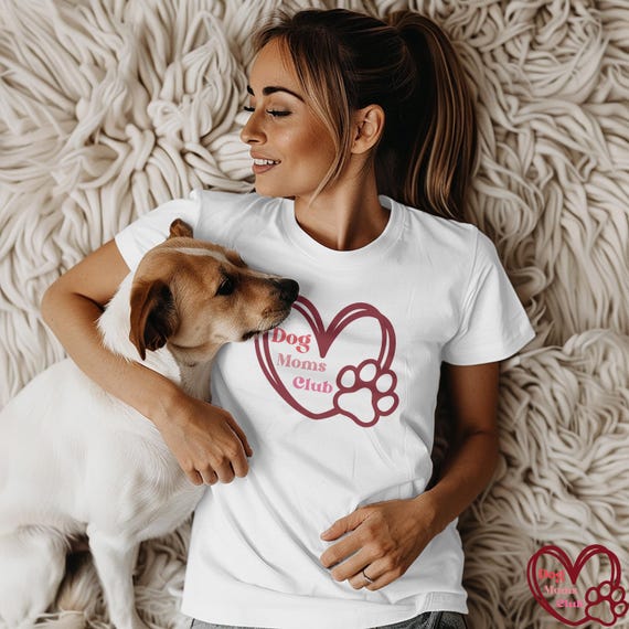 Dog Mom Life Is Ruff T-Shirt - Funny Dog Lover Graphic Tee For Women, Casual Short Sleeve V-Neck Top